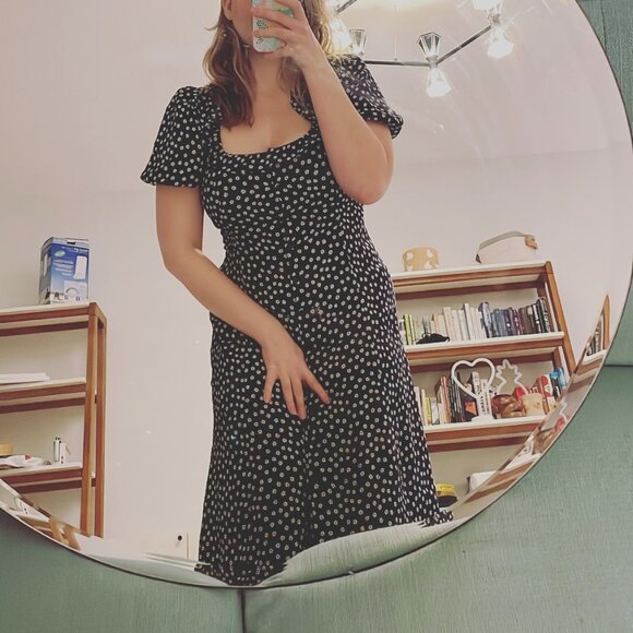 Reformation Ruffle Neck Floral Tie Dress - Picture 1 of 7